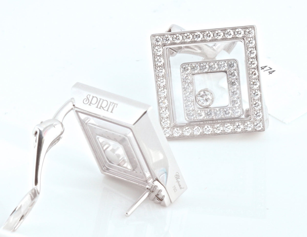 Chopard Happy Spirit 18K WG Diamond Square Earclips 1.92ct