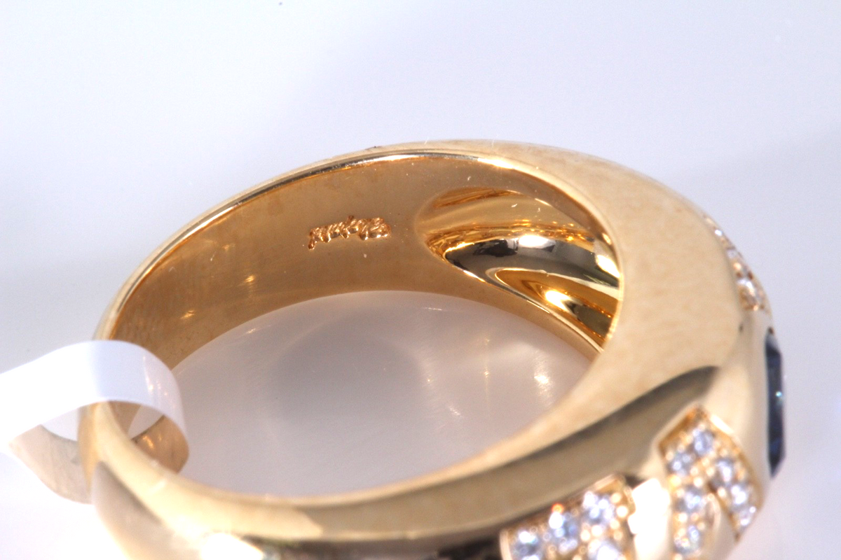 Chopard Happy Love 18K Gold 0.75ct Sapphire Heart 28 Diamond Ring Sz 54 w/Cert