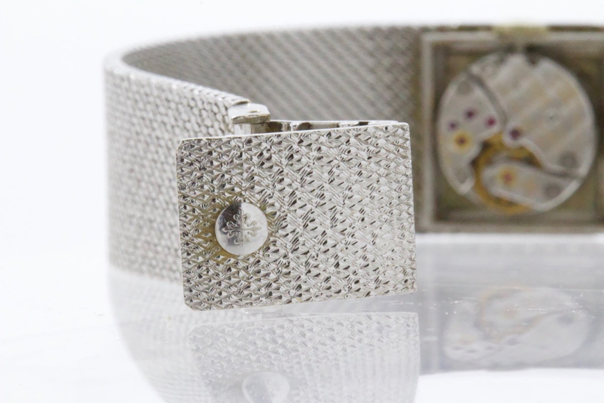 Patek Philippe 18K White Gold Diamond Ladies Watch Ref 3319 Mesh Bracelet c.1965