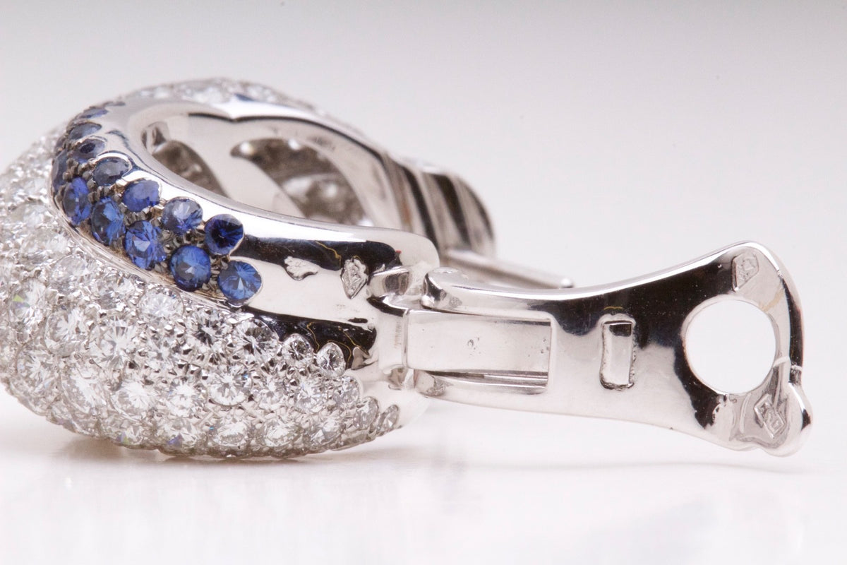 Chopard Diamond Sapphire Earrings 10.74ct 18K White Gold w/Box & Certificate