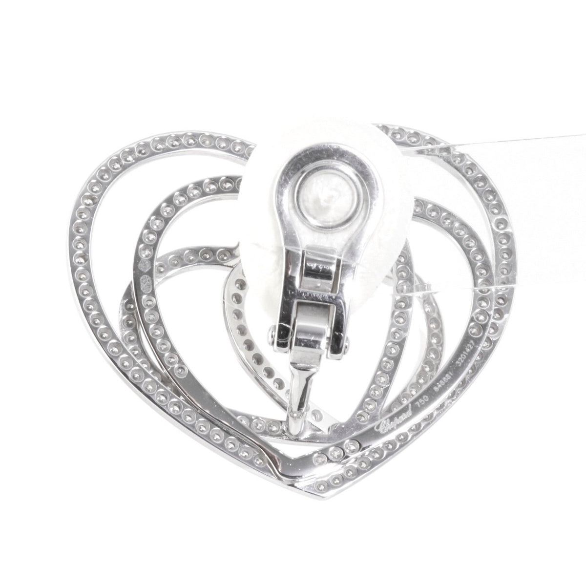 Chopard Diamond Heart Clip Earrings 18k White Gold 2.03ct w/ Certificate