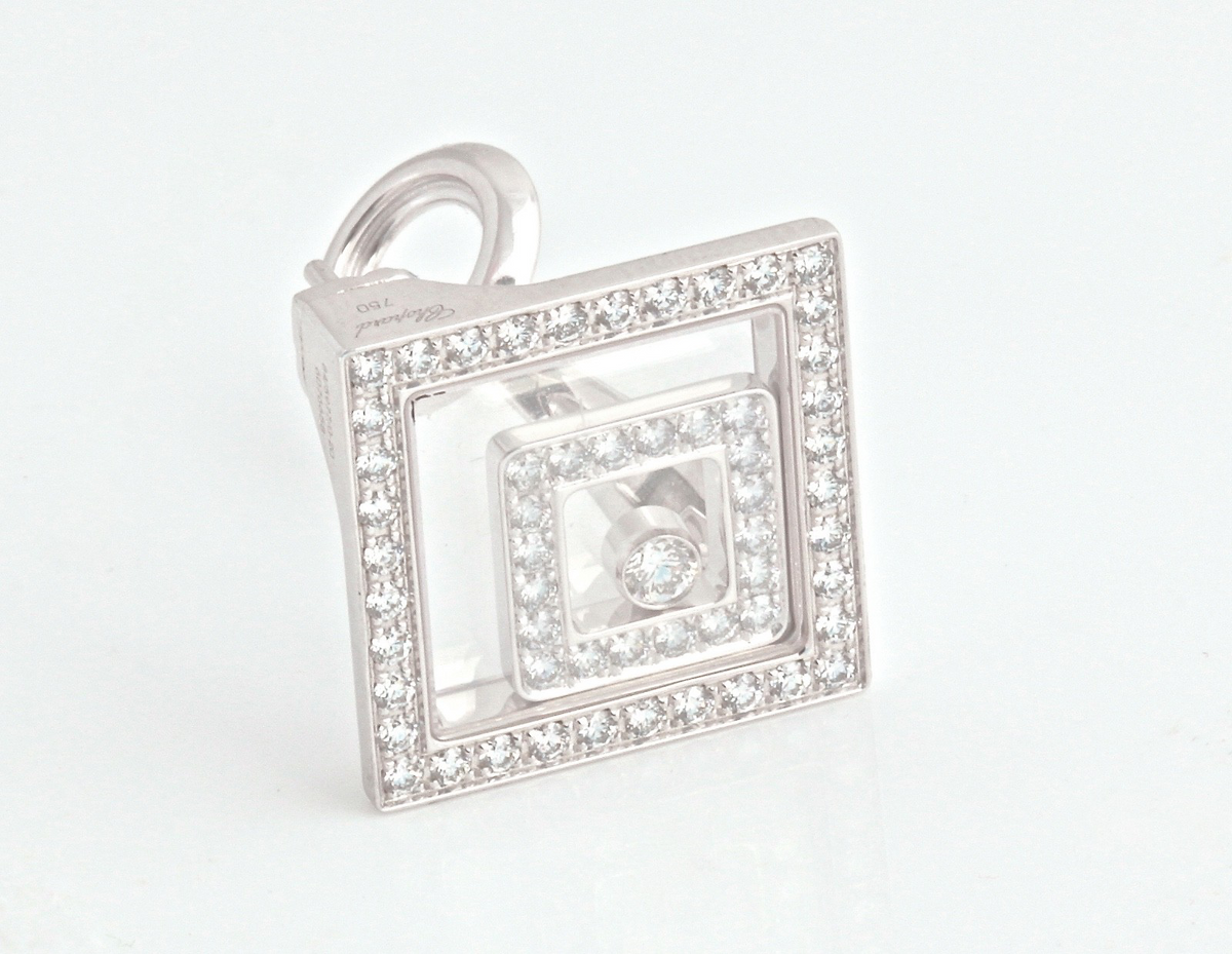 Chopard Happy Spirit 18K WG Diamond Square Earclips 1.92ct