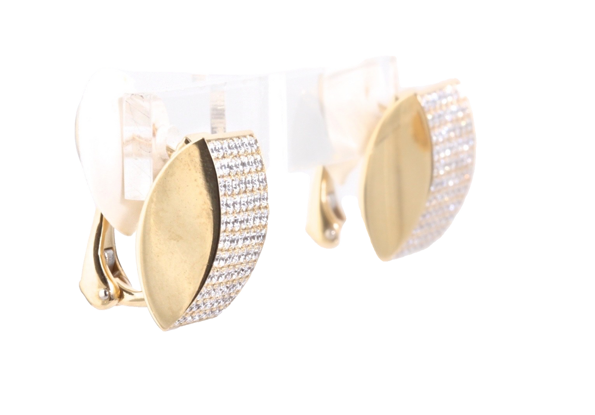 Chopard 18K Yellow Gold Diamond Pavé Clip Earrings 2.53 CTW w/ Certificate