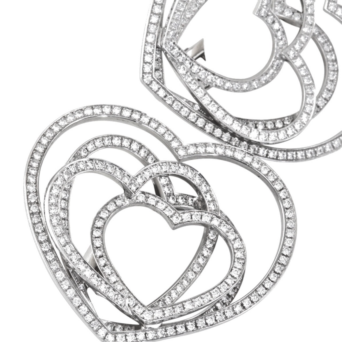 Chopard Diamond Heart Clip Earrings 18k White Gold 2.03ct w/ Certificate