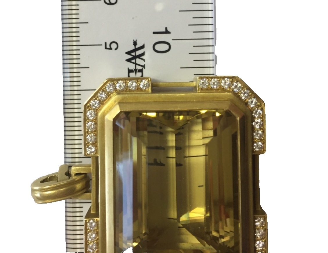 Barry Kieselstein-Cord 18K Gold 70ct Citrine Diamond Pendant 70g 1997