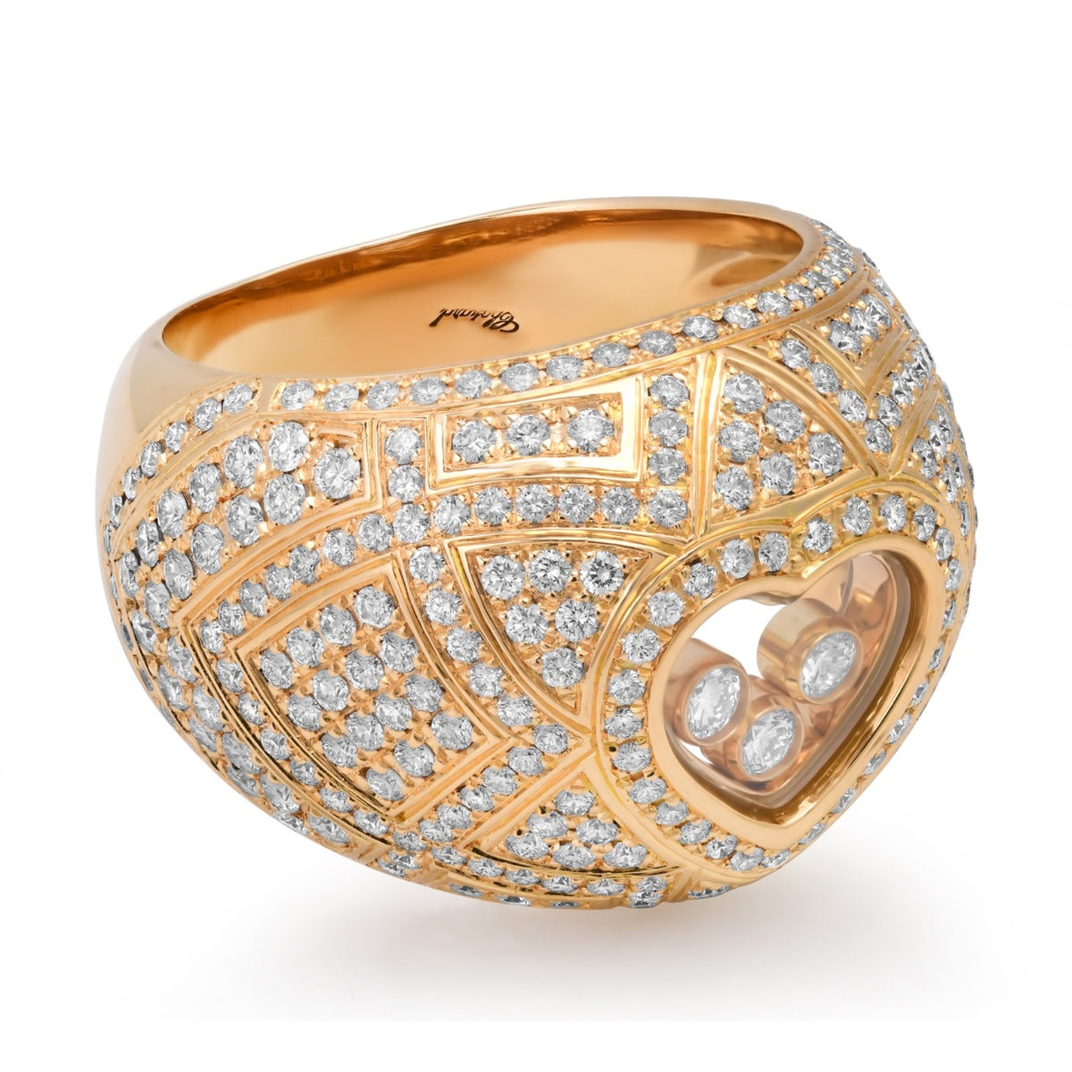 Chopard Happy Diamonds Heart Ring 18K Yellow Gold 1.10ct Diamonds w/ Box Cert