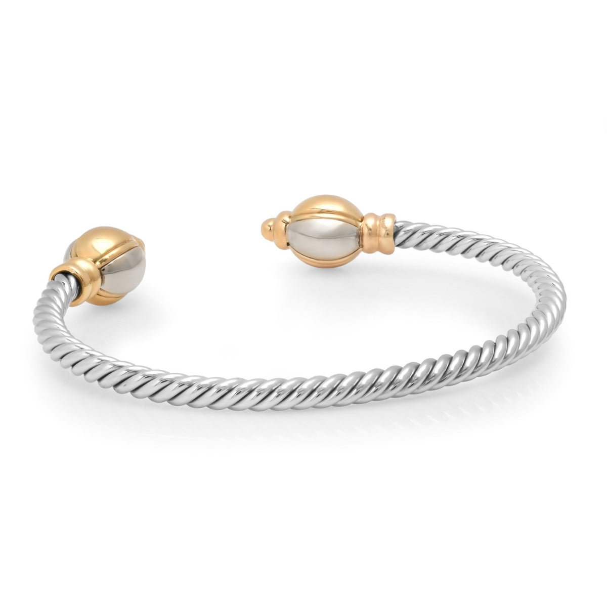 Bulgari 18K White & Yellow Gold Torque Bracelet – 21.8g – Authentic