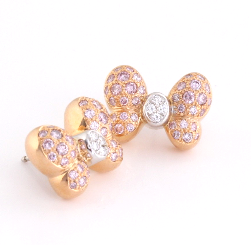 Chopard La Vie en Rose 18K Gold Pink Diamond Earrings 1.47ct w/ Cert