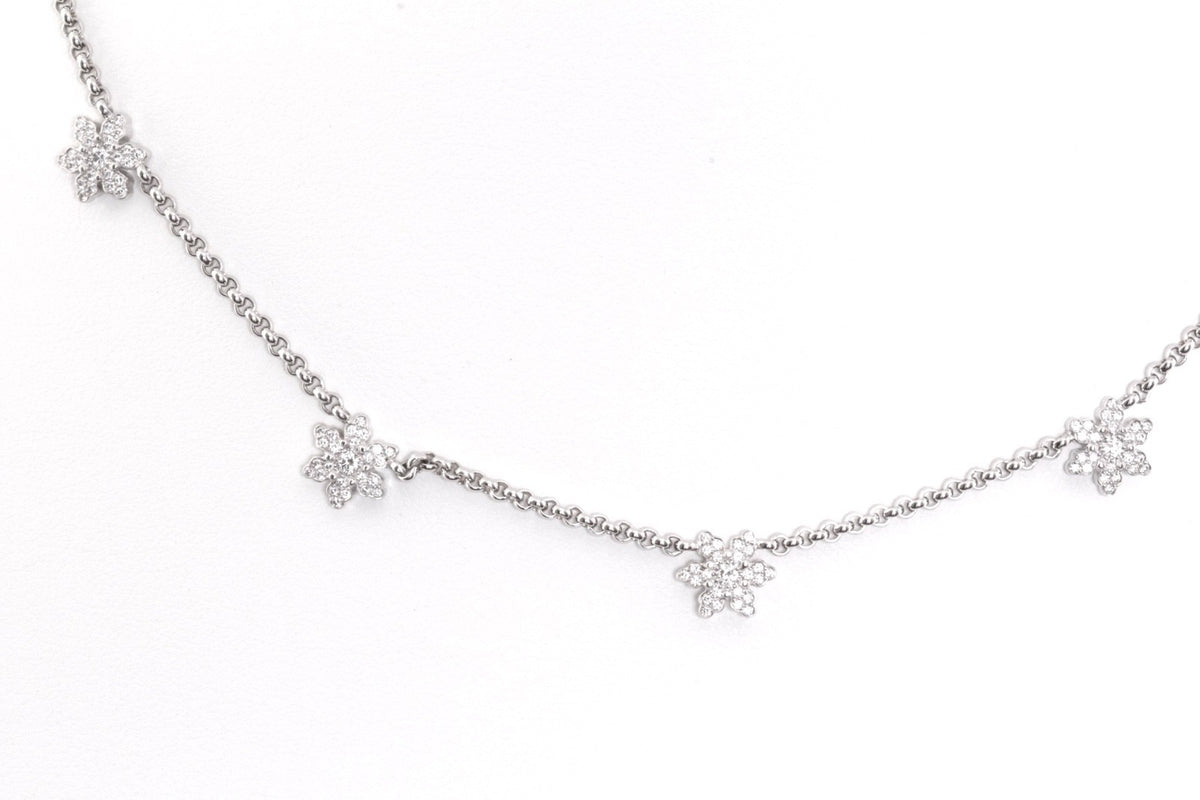 Chopard Diamond Flower Necklace 18K White Gold 0.63ct Diamonds w/Cert & Box