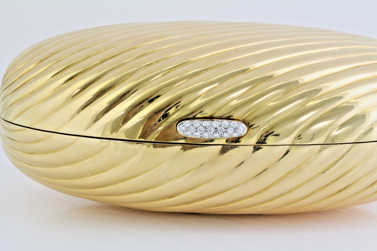 Heavy 18K Gold 563g Vintage Diamond Compact Evening Clutch Case