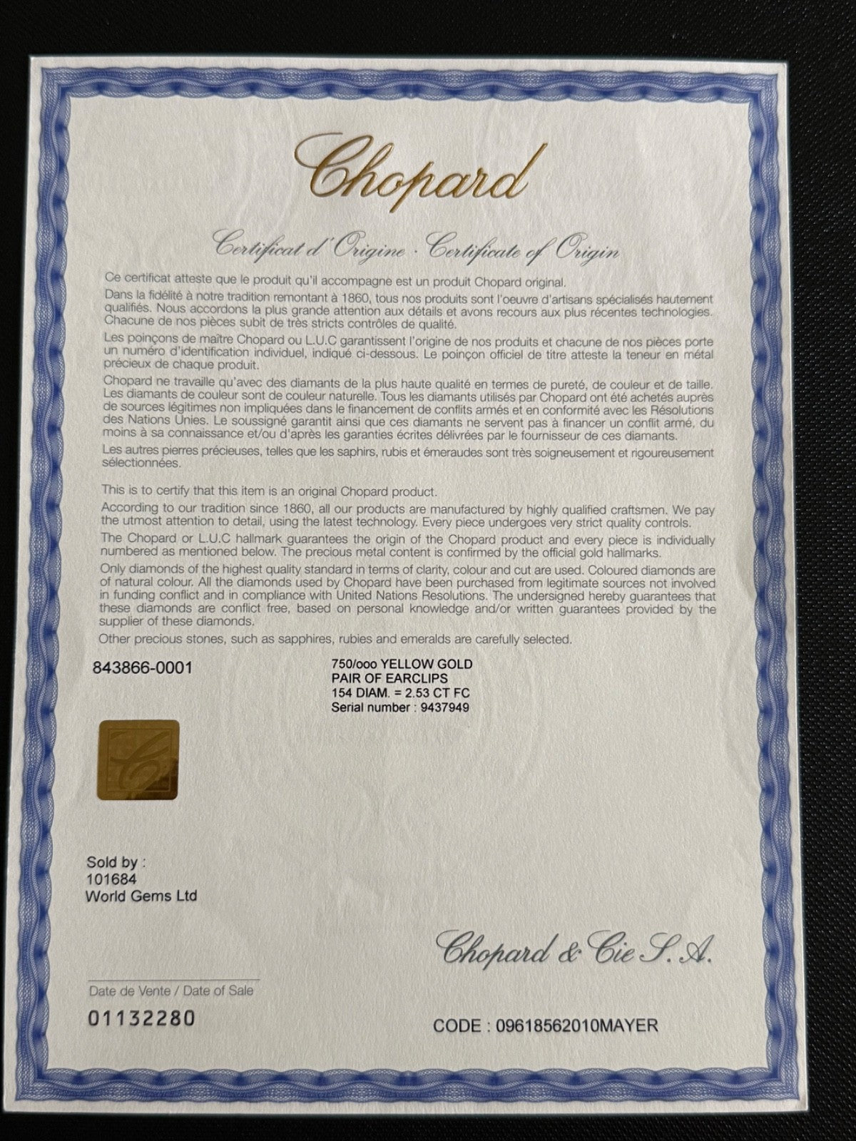 Chopard 18K Yellow Gold Diamond Pavé Clip Earrings 2.53 CTW w/ Certificate