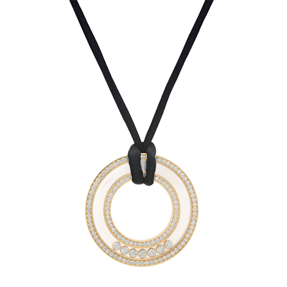 Chopard Happy Diamonds Pendant 18K Gold 1.47ct Diamond Large w/Box & Cert