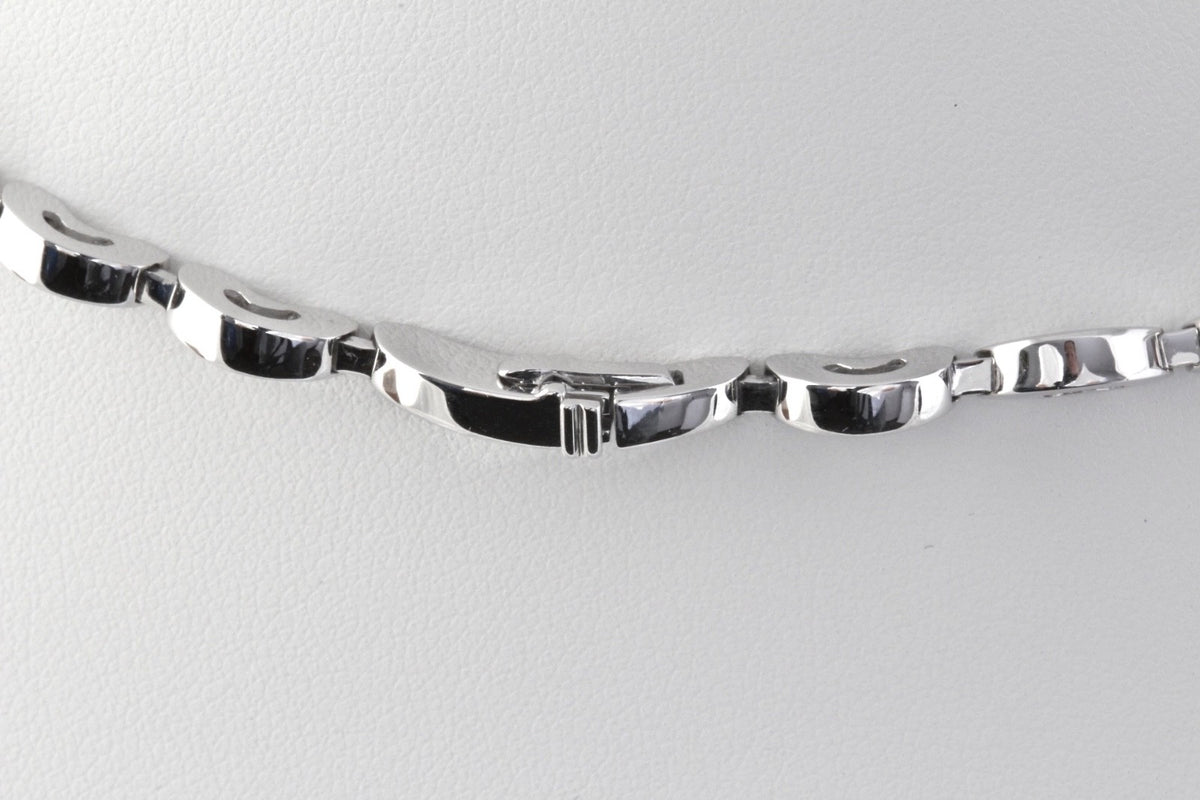 Chopard 18K White Gold Diamond Link Collar Necklace 1.07ct COA 40cm Ref 814393