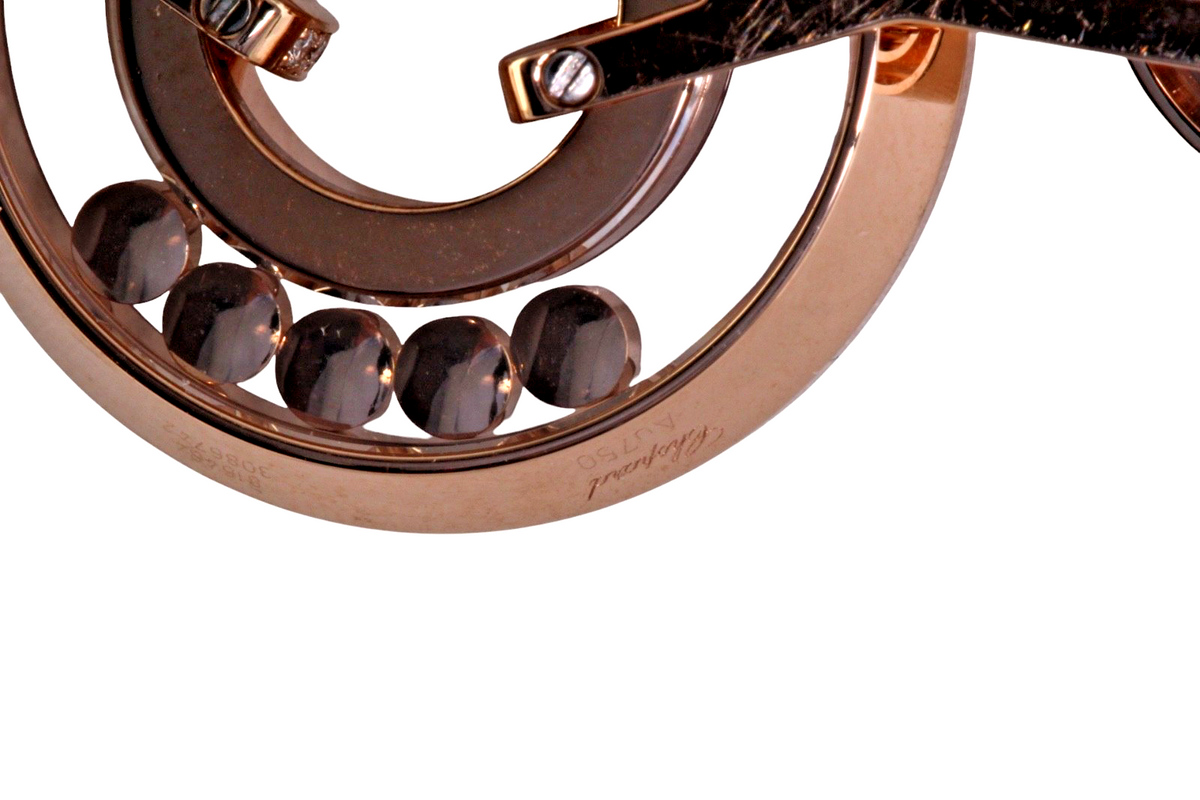 Chopard 18K Rose Gold Happy Diamonds 5 Floating Diamonds Necklace 14.5″