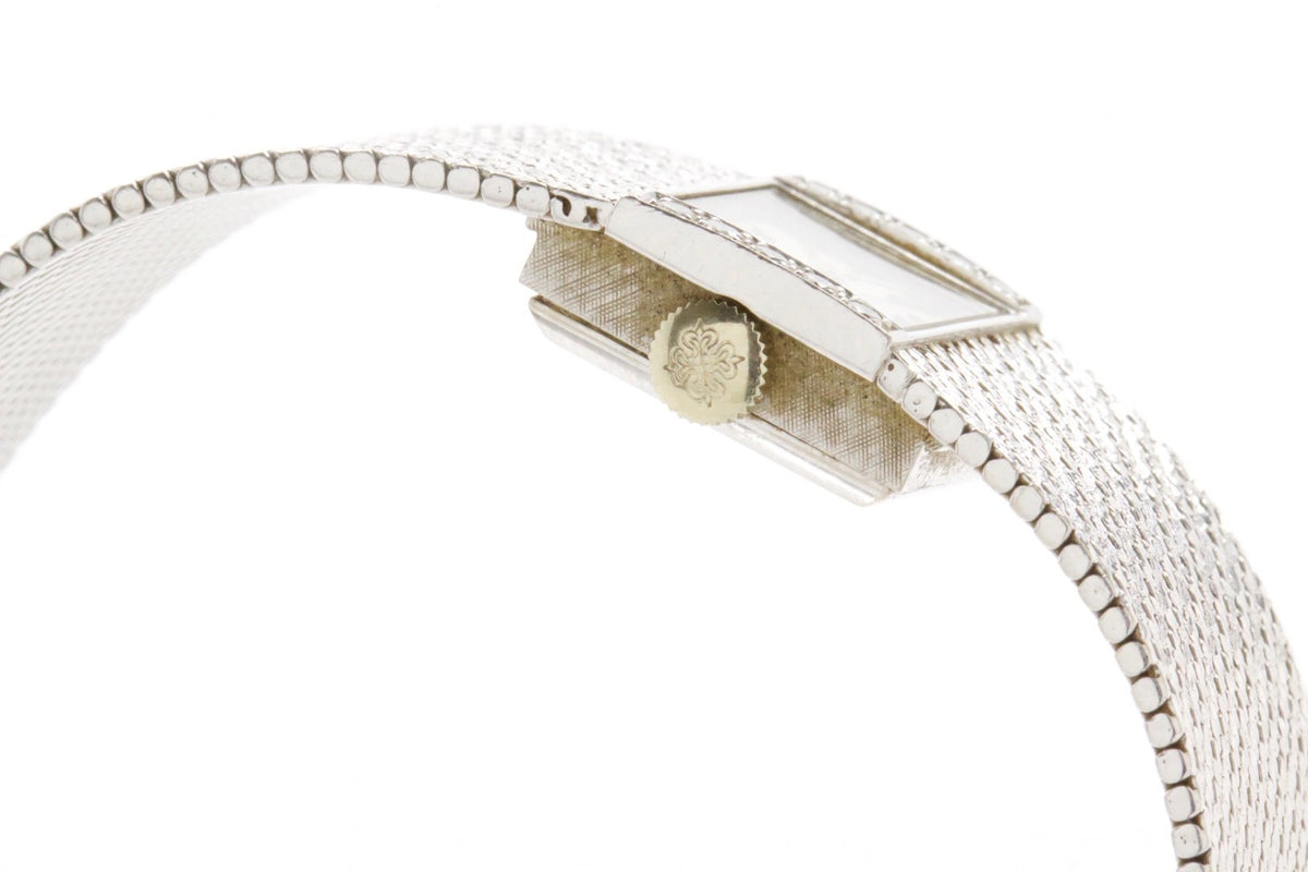 Patek Philippe 18K White Gold Diamond Ladies Watch Ref 3319 Mesh Bracelet c.1965