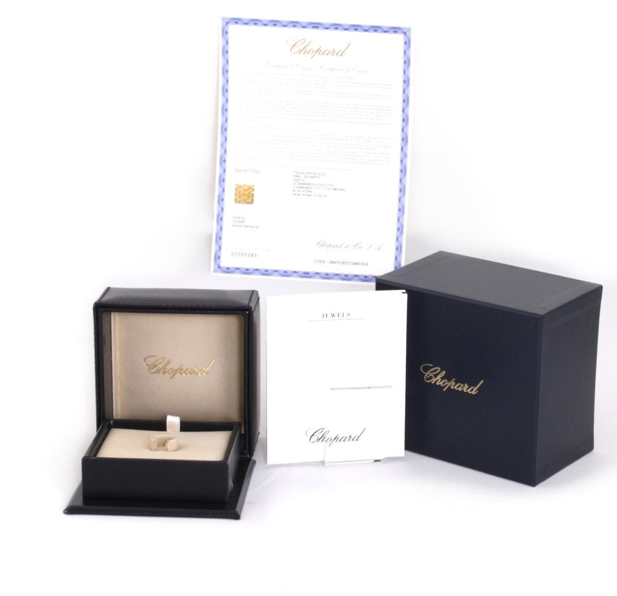 Chopard So Happy Yellow Heart 18K White Gold Floating Diamond Ring Sz 6.75