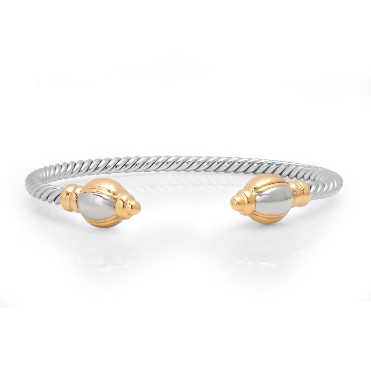 Bulgari 18K White & Yellow Gold Torque Bracelet – 21.8g – Authentic