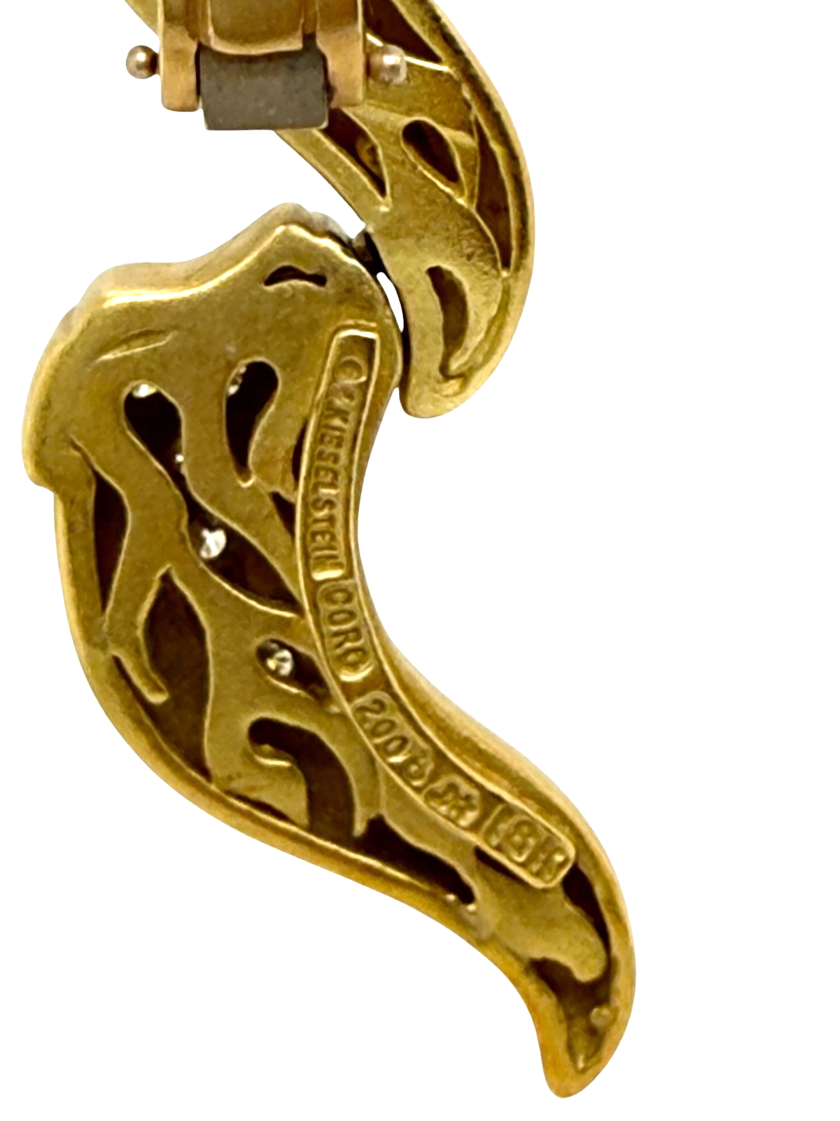 BARRY KIESELSTEIN-CORD "Fire" Collection 18K Green Gold & Diamond Clip Earrings