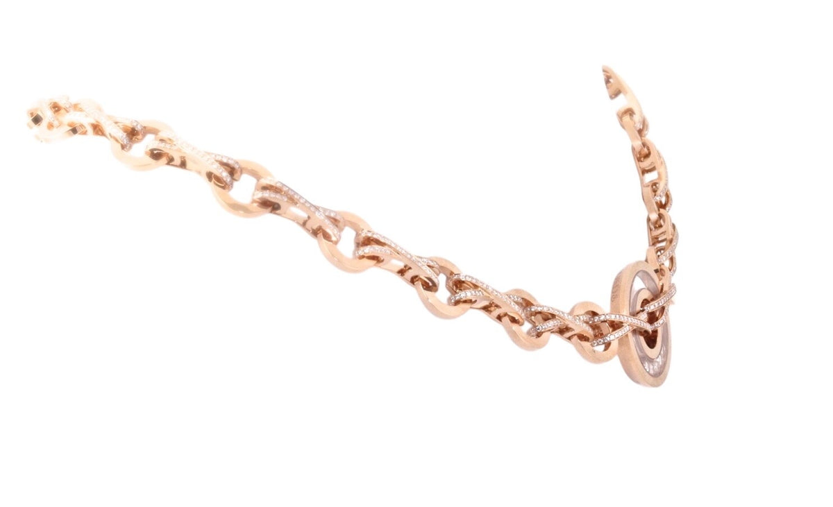 Chopard 18K Rose Gold Happy Diamonds 5 Floating Diamonds Necklace 14.5″