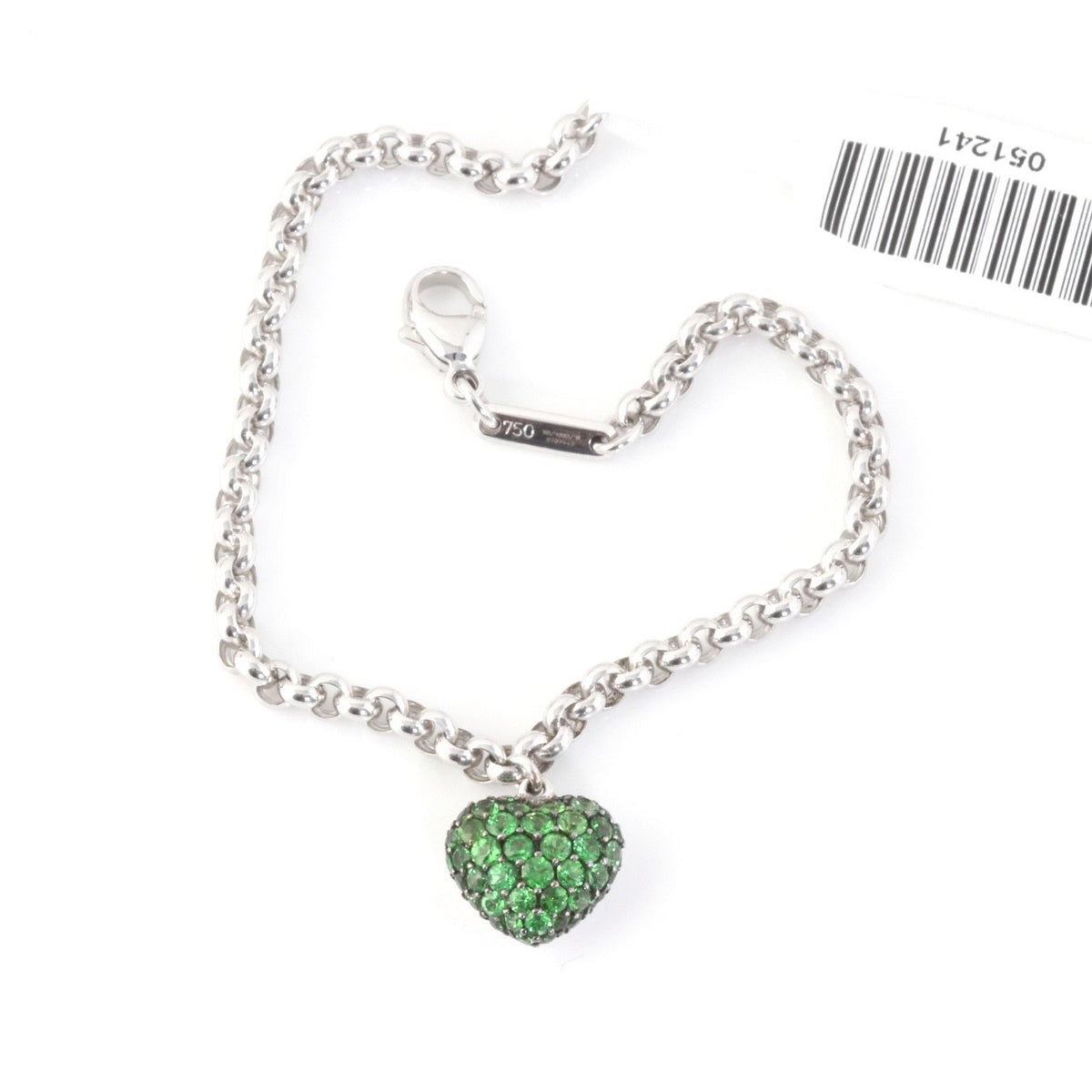 Chopard 18k White Gold Bracelet Tsavorite Heart Charm 43 Tsavorite =1.30ct