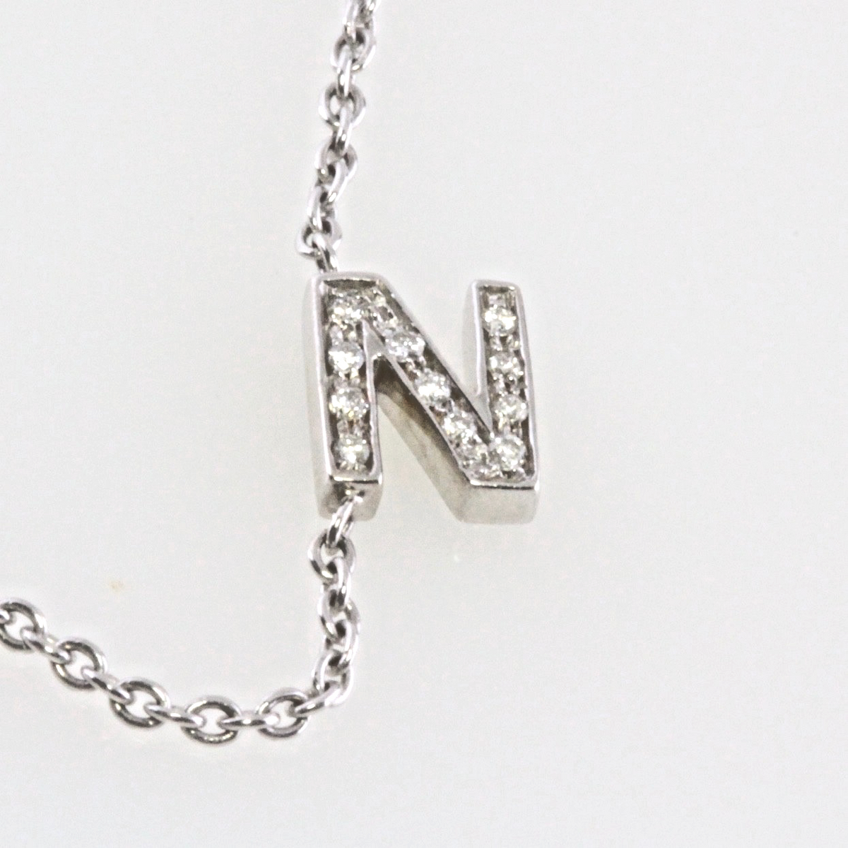 Roberto coin letter "N" diamond necklace and white gold