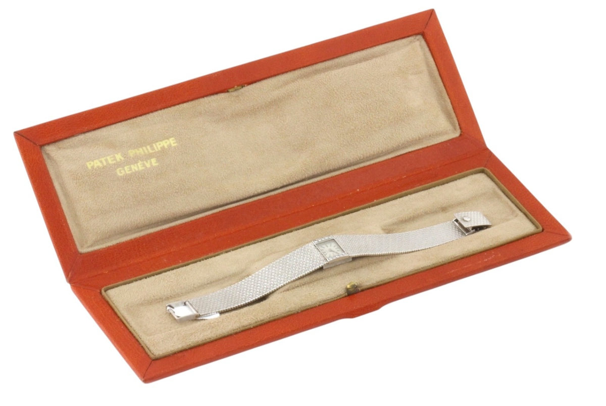 Patek Philippe 18K White Gold Diamond Ladies Watch Ref 3319 Mesh Bracelet c.1965