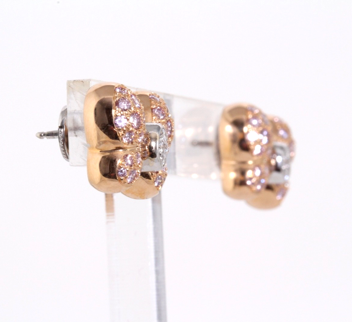 Chopard La Vie en Rose 18K Gold Pink Diamond Earrings 1.47ct w/ Cert