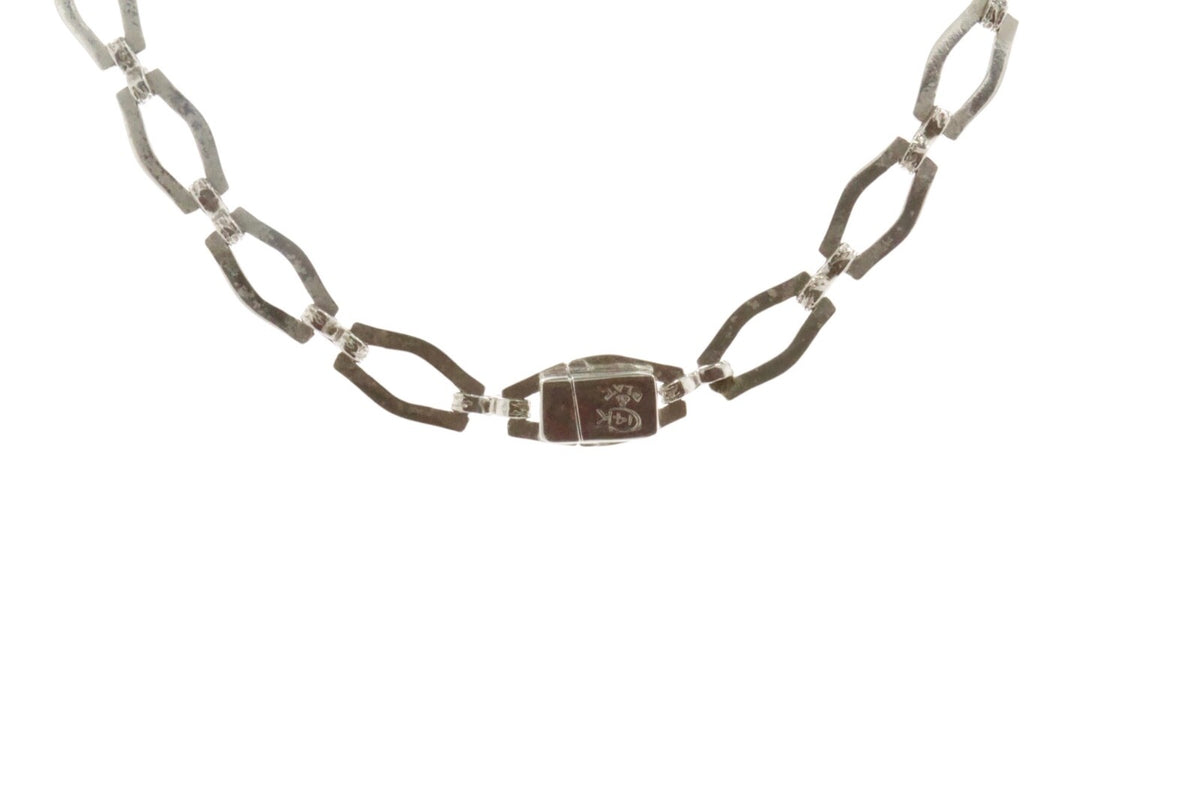Vintage 14K Gold Platinum Rock Crystal Diamond Y-Drop Necklace