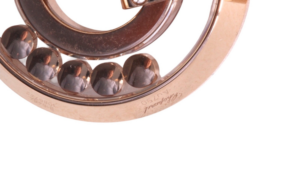 Chopard 18K Rose Gold Happy Diamonds 5 Floating Diamonds Necklace 14.5″