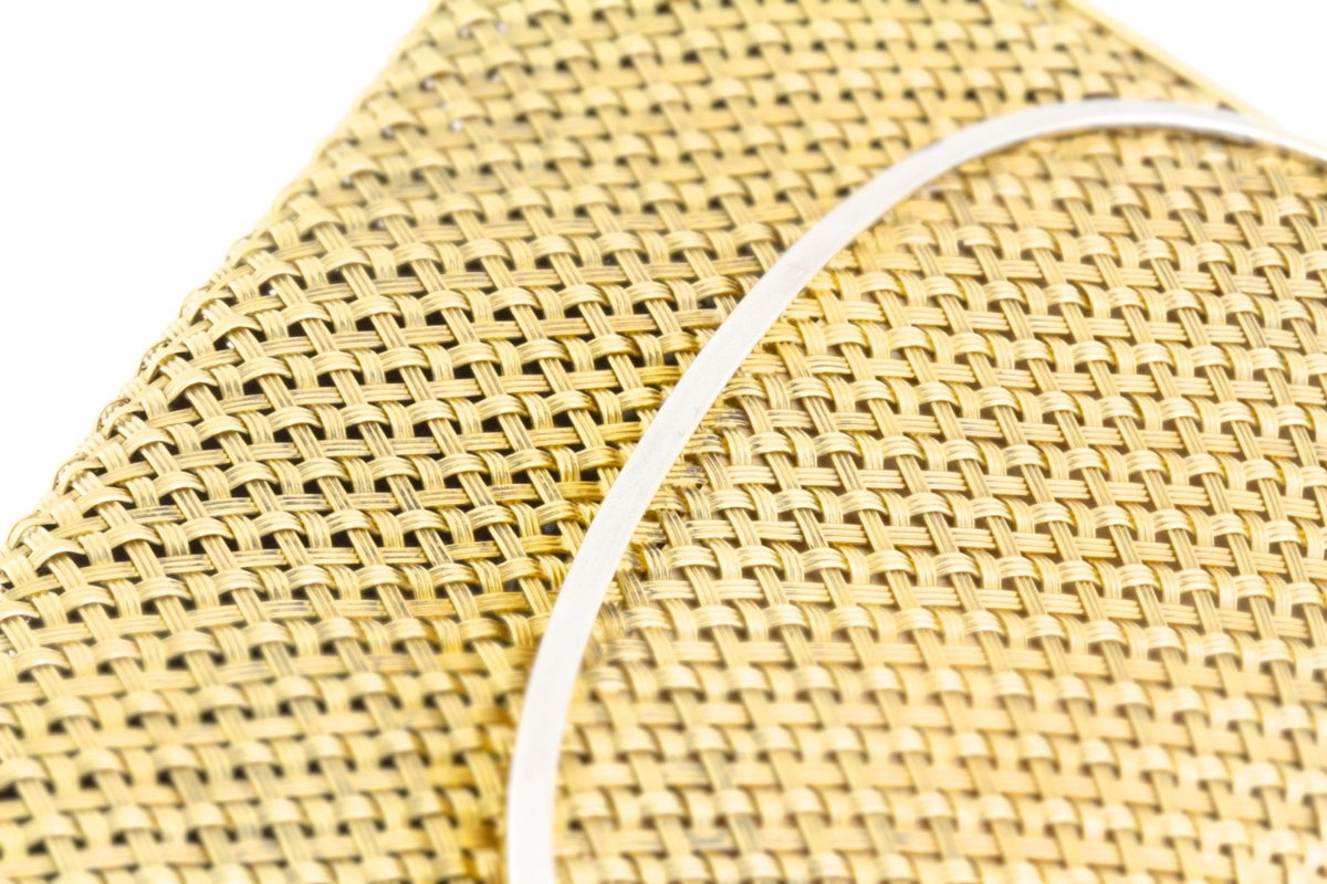 Solid 18K Yellow Gold 381g Woven Basket Weave Minaudiere Evening Purse 750 Stamp