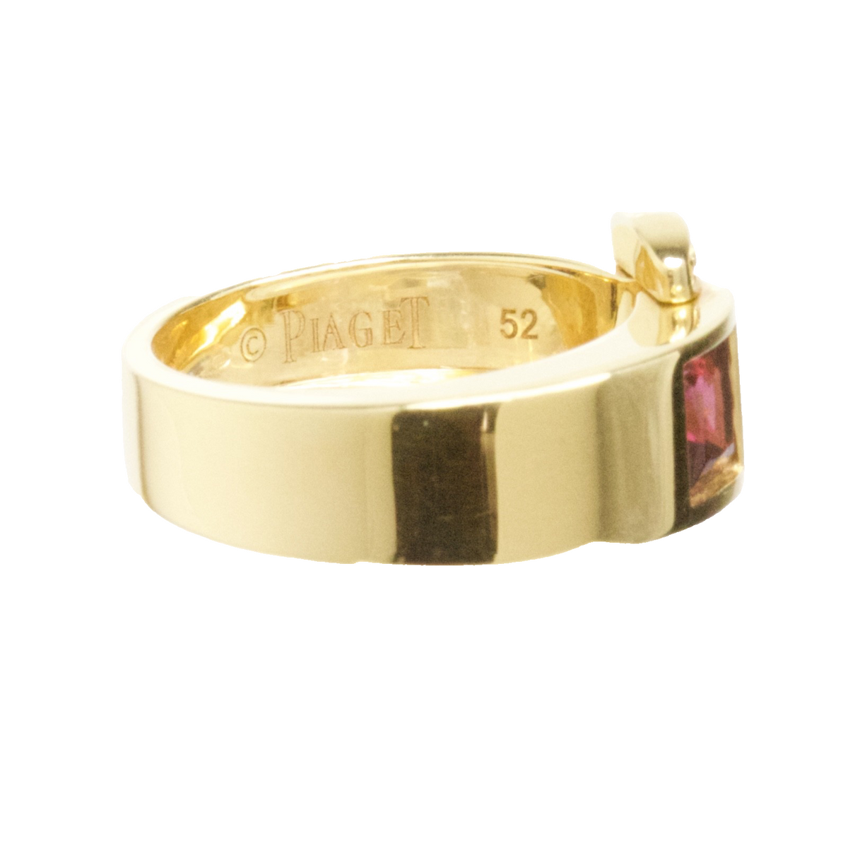 Piaget 18K Yellow Gold Red Tourmaline Diamond Ring Size 52 US 6 750 Hallmark