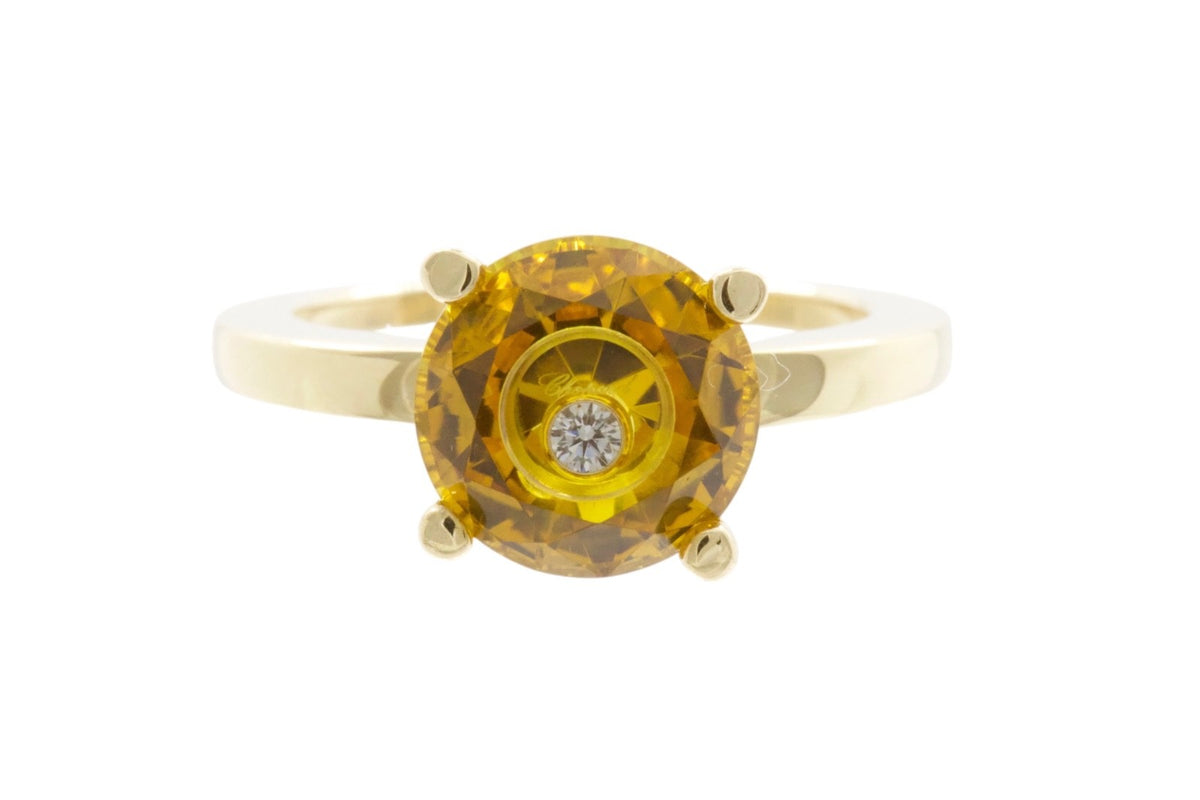 Chopard So Happy Ring 18K Yellow Gold Moving Diamond 0.05ct Sz 53 with Cert
