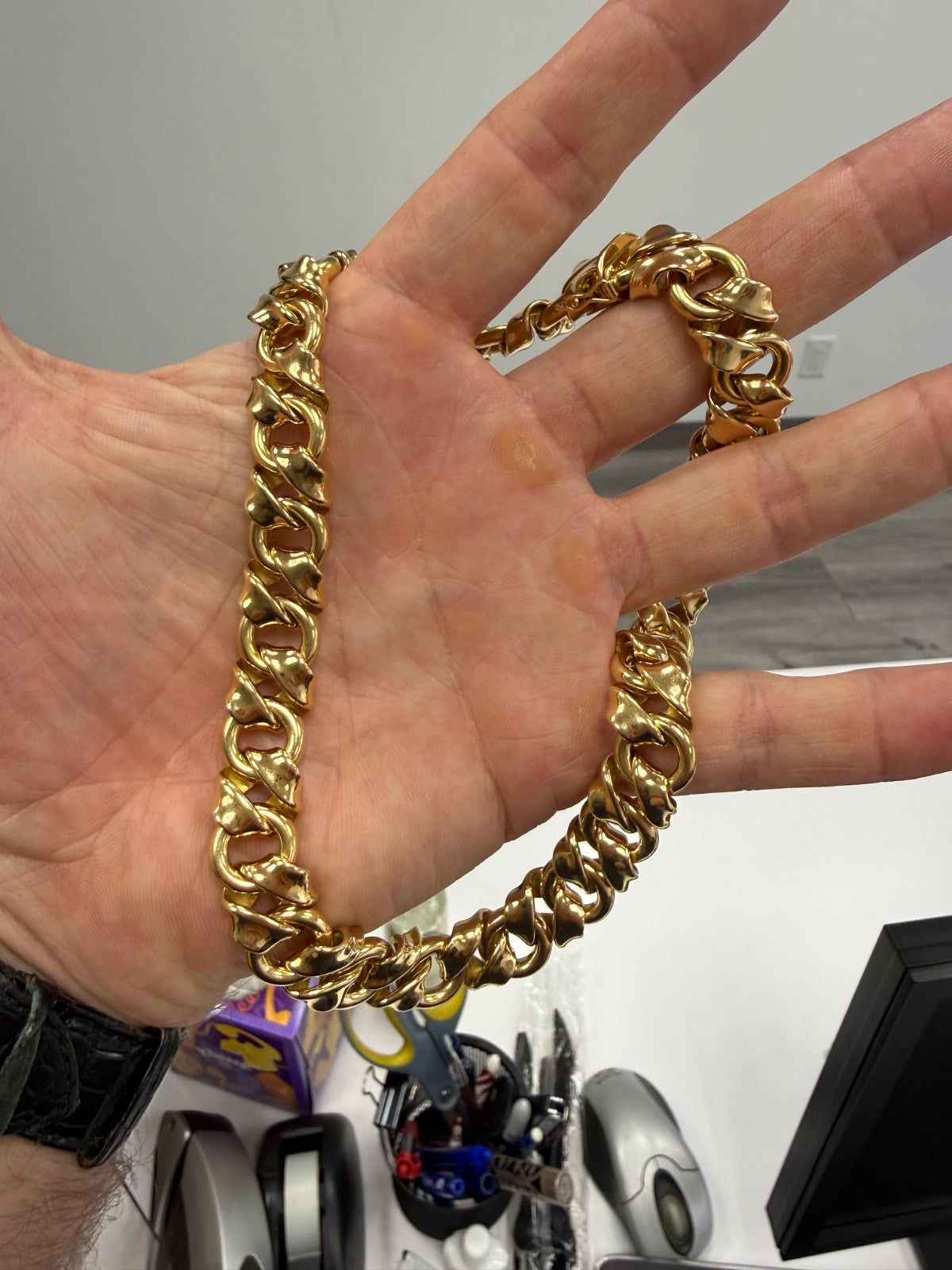 Vintage Tiffany & Co 18K Gold Heavy Sculptural Link Necklace 170g