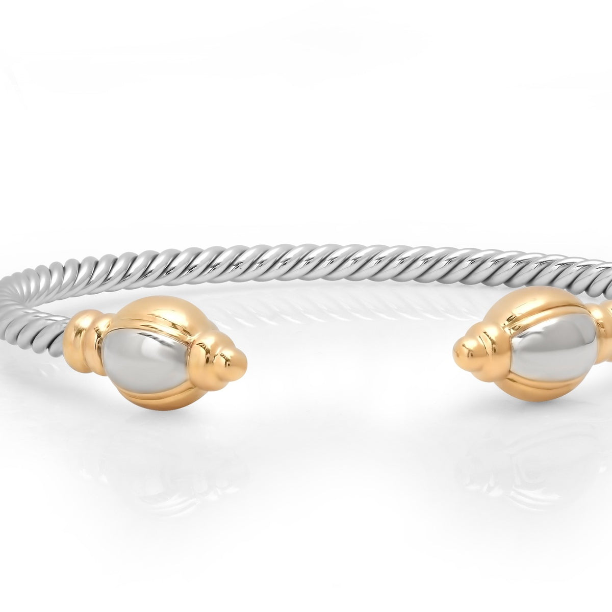 Bulgari 18K White & Yellow Gold Torque Bracelet – 21.8g – Authentic