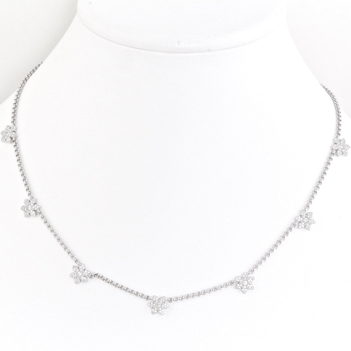 Chopard Diamond Flower Necklace 18K White Gold 0.63ct Diamonds w/Cert & Box