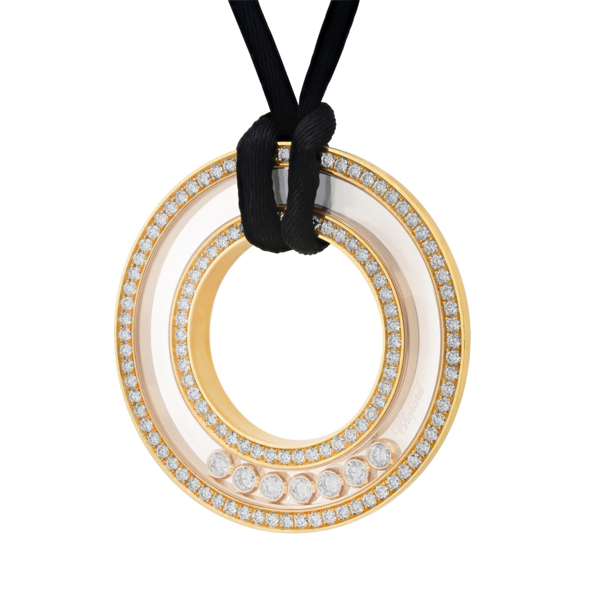 Chopard Happy Diamonds Pendant 18K Gold 1.47ct Diamond Large w/Box & Cert