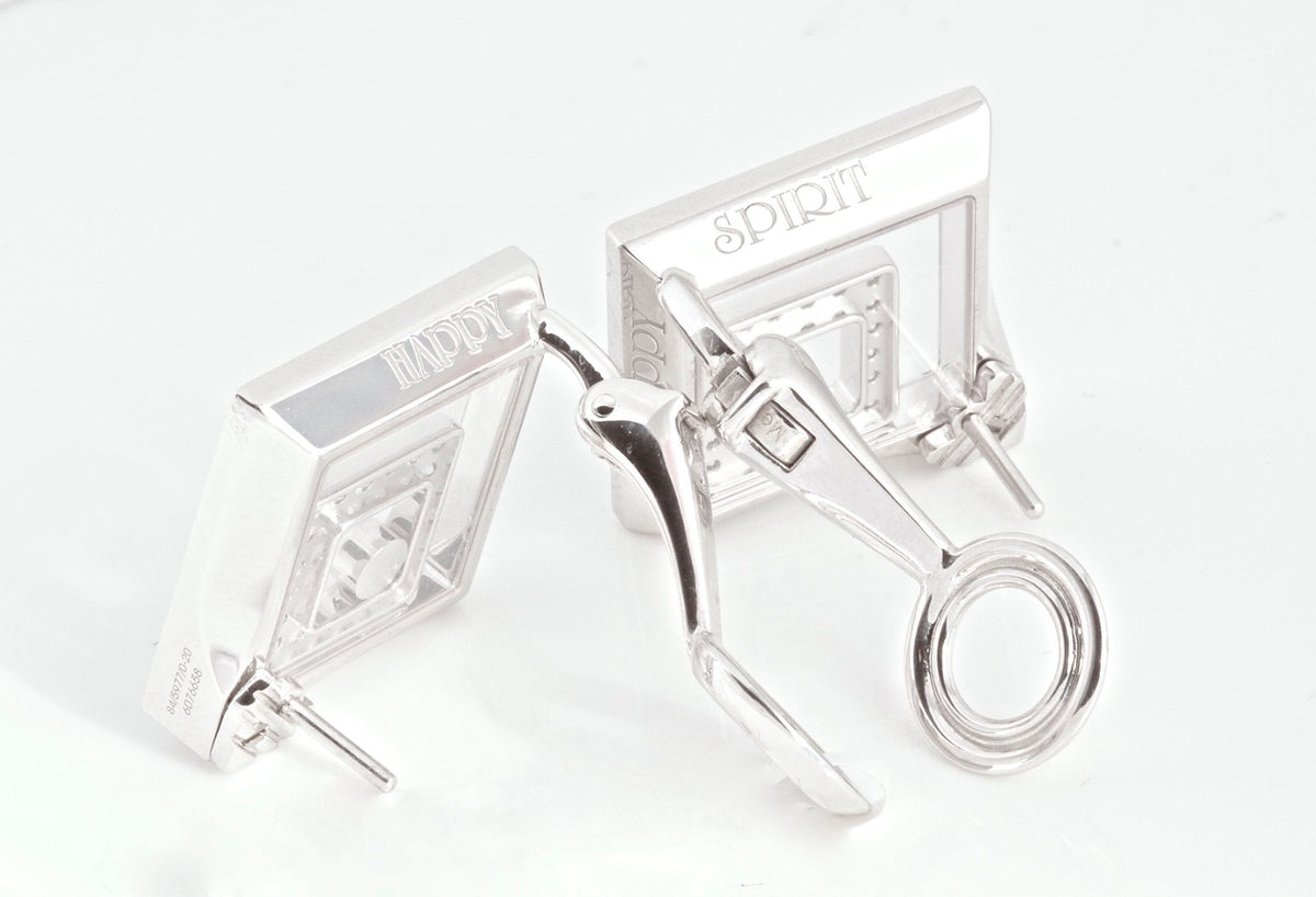 Chopard Happy Spirit 18K WG Diamond Square Earclips 1.92ct