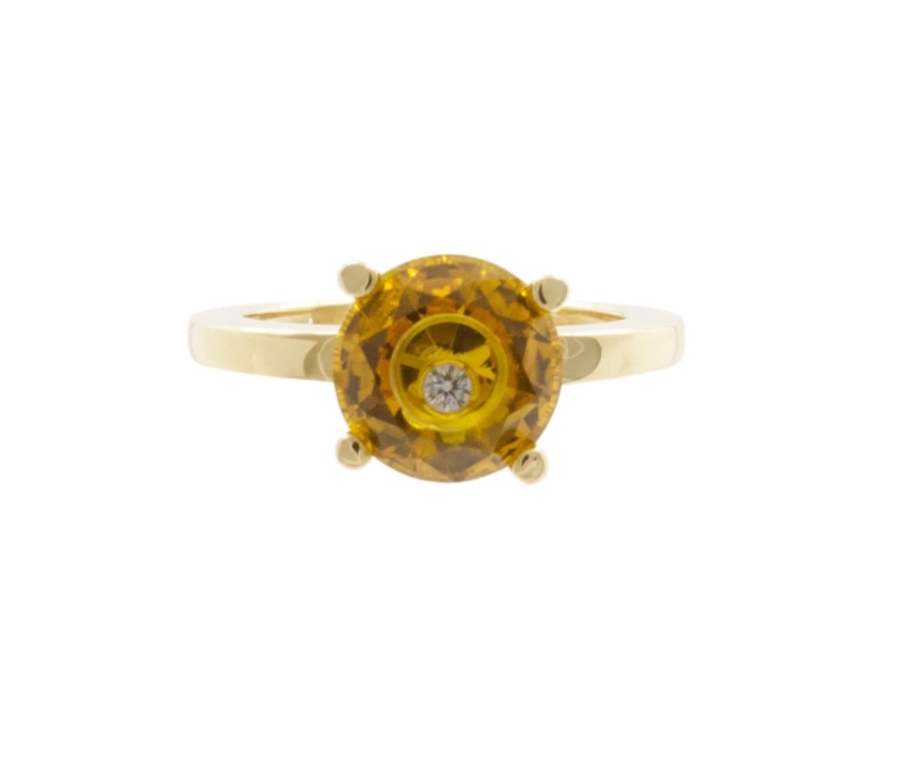 Chopard So Happy Ring 18K Yellow Gold Moving Diamond 0.05ct Sz 53 with Cert