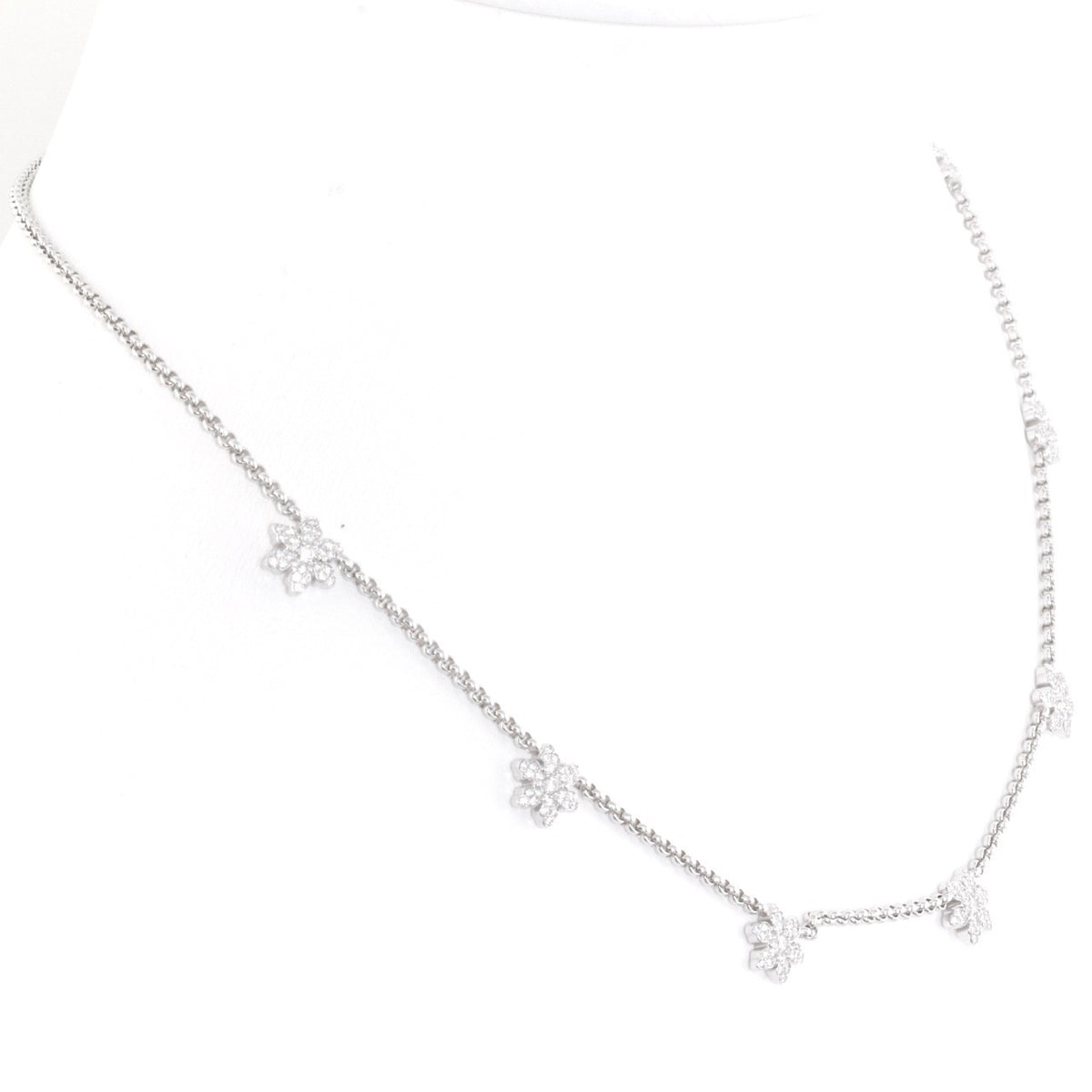 Chopard Diamond Flower Necklace 18K White Gold 0.63ct Diamonds w/Cert & Box