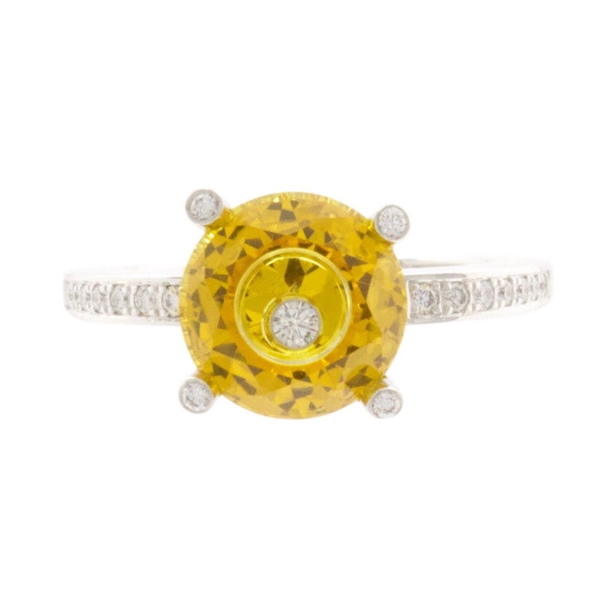 Chopard 18k White Gold So Happy Floating Diamond in lucite Ring Sz 6 US (52 EU)