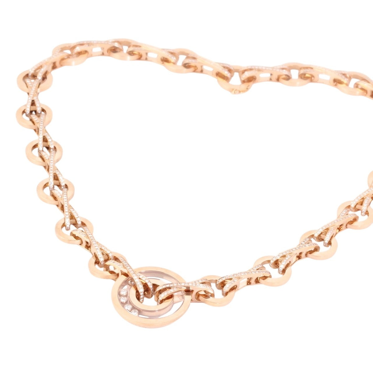 Chopard 18K Rose Gold Happy Diamonds 5 Floating Diamonds Necklace 14.5″