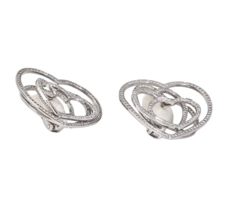 Chopard Diamond Heart Clip Earrings 18k White Gold 2.03ct w/ Certificate