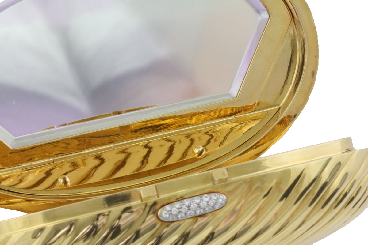 Heavy 18K Gold 563g Vintage Diamond Compact Evening Clutch Case