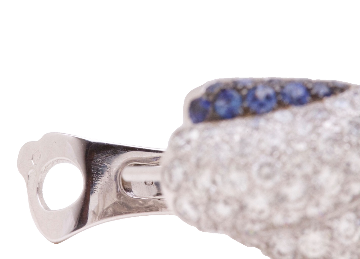 Chopard Diamond Sapphire Earrings 10.74ct 18K White Gold w/Box & Certificate