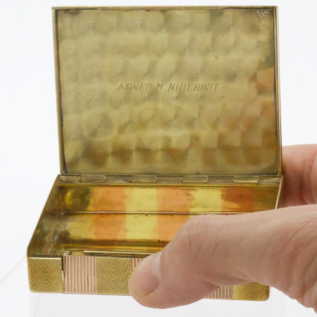 Antique 14K Two-Tone Rose Yellow Gold Cigarette Box Niderost & Taber SF 115g