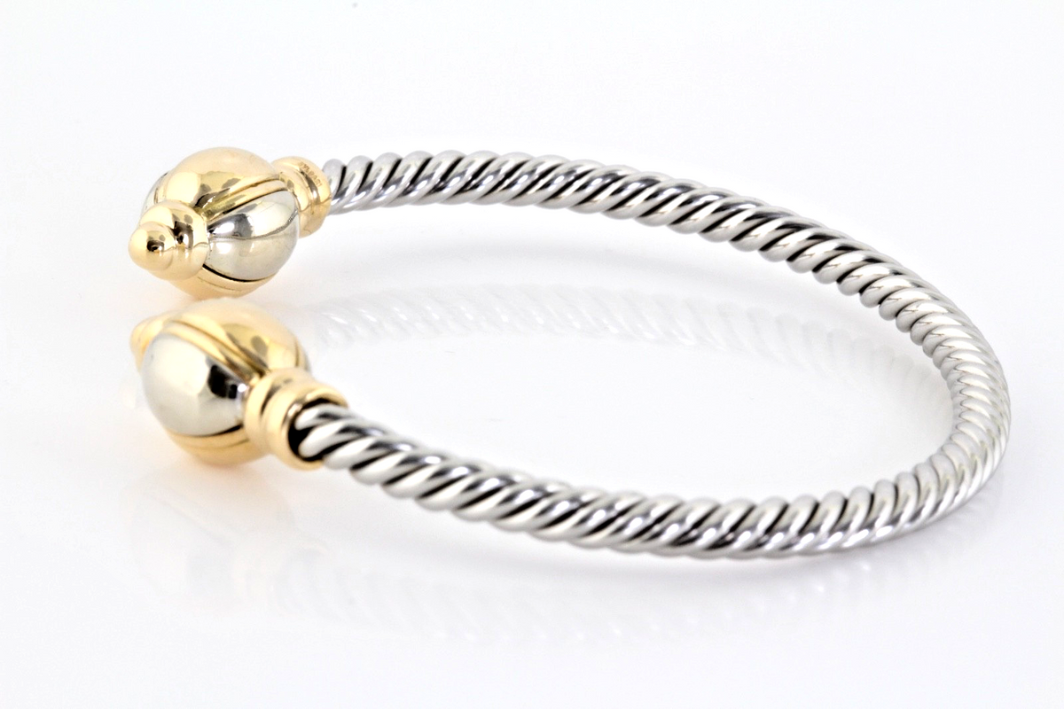 Bulgari 18K White & Yellow Gold Torque Bracelet – 21.8g – Authentic