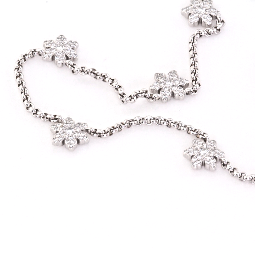 Chopard Diamond Flower Necklace 18K White Gold 0.63ct Diamonds w/Cert & Box