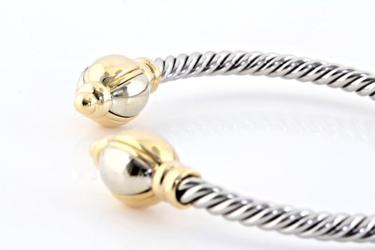 Bulgari 18K White & Yellow Gold Torque Bracelet – 21.8g – Authentic
