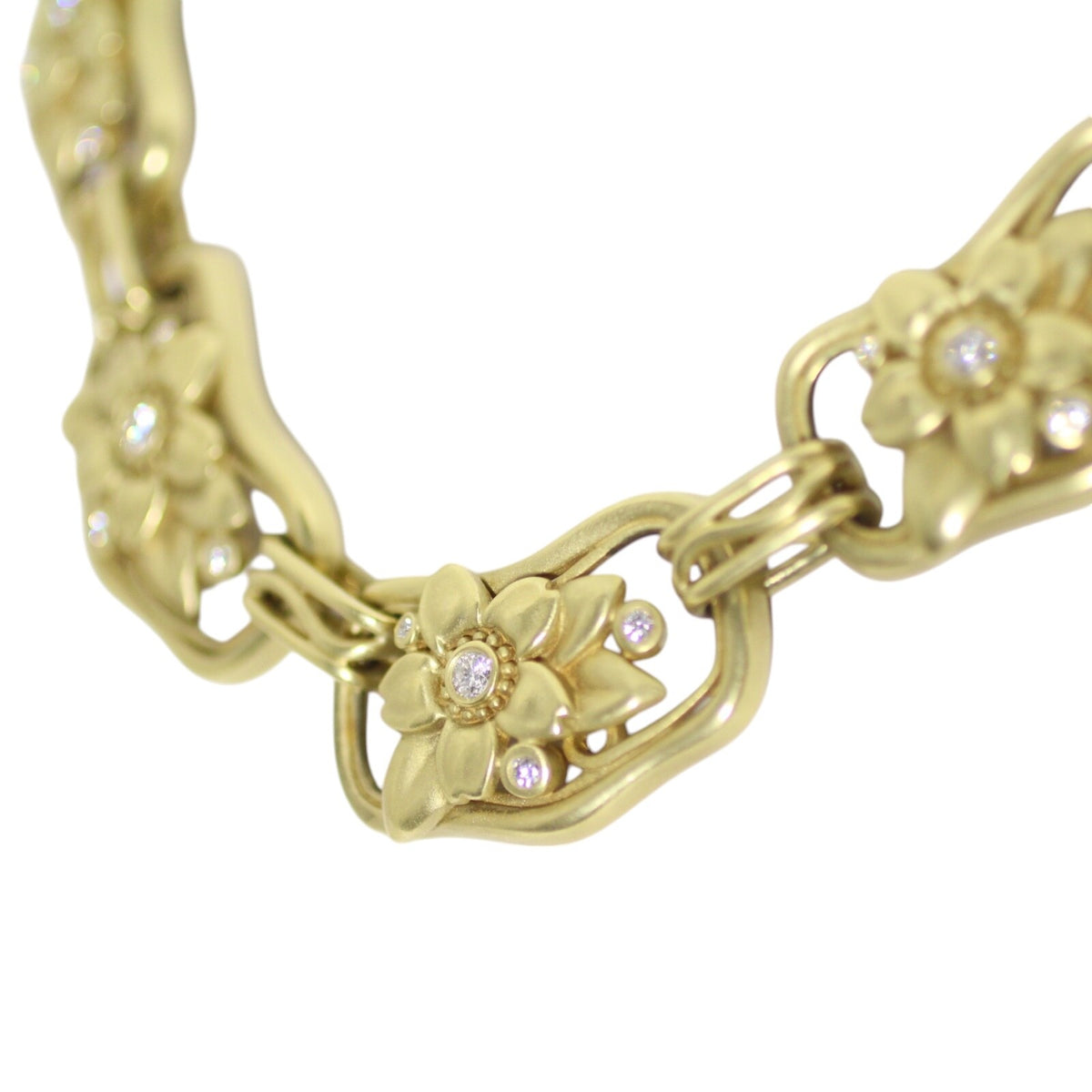 Kieselstein-Cord 18k Gold Diamond Flower Necklace – 3.75ct – 21" – Signed 2003