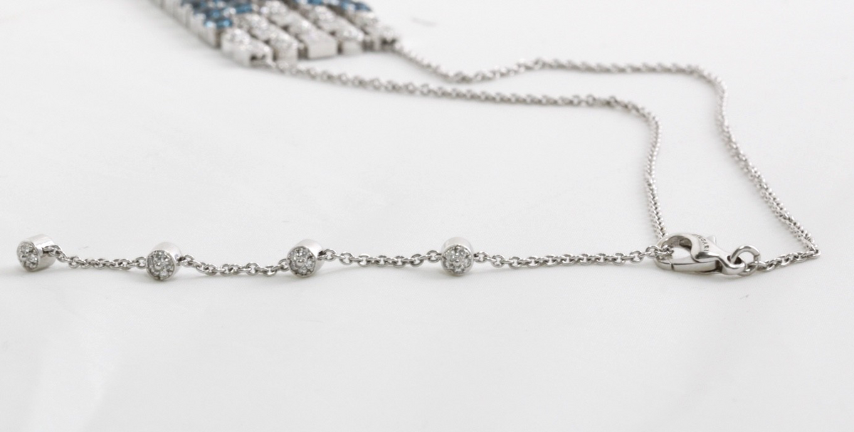 Bvlgari Bulgari Lucea 18K Gold Blue Topaz Diamond Waterfall Pendant Necklace